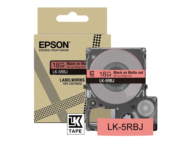Epson LabelWorks LK-5RBJ - Black on matte red - Roll (1.8 cm x 8 m) 1 cassette(s) hanging box - tape cartridge - for LabelWorks LW-C410, LW-C610
