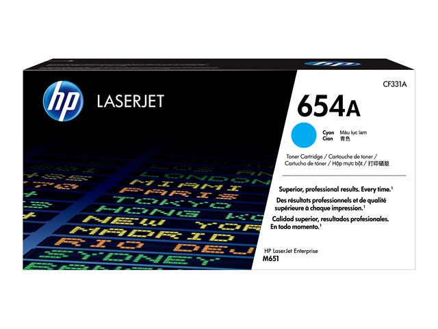 HP 654A - Cyan - original - LaserJet - toner cartridge (CF331A) - for Color LaserJet Enterprise M651dn, M651n, M651xh, Color LaserJet Managed M651dnm, M651xhm