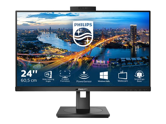 Philips 242B1H - LED monitor - 24\" (24\" viewable) - 1920 x 1080 Full HD (1080p) @ 75 Hz - IPS - 250 cd/m² - 1000:1 - 4 ms - HDMI, DVI-D, VGA, DisplayPort - speakers - black texture