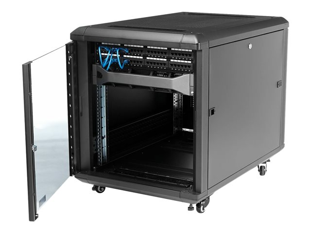 StarTech.com 12U AV Rack Cabinet - Network Rack with Glass Door - 19 inch Computer Cabinet for Server Room or Office (RK1236BKF) - Rack cabinet - black - 12U - 36\"