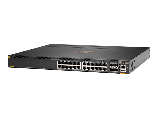HPE Aruba 6300M - Switch - L3 - Managed - 24 x 10/100/1000 (PoE+) + 4 x 1 Gigabit / 10 Gigabit / 25 Gigabit / 50 Gigabit SFP56 (uplink / stacking) - front and side to back - rack-mountable - PoE+ (720 W)