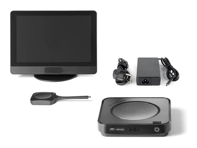 Bundle product: Clickshare RS HUB Core EU with 1 Button. Includes: main unit (Hub Core), control panel, Power Supply 100W, Power Cord and Box.