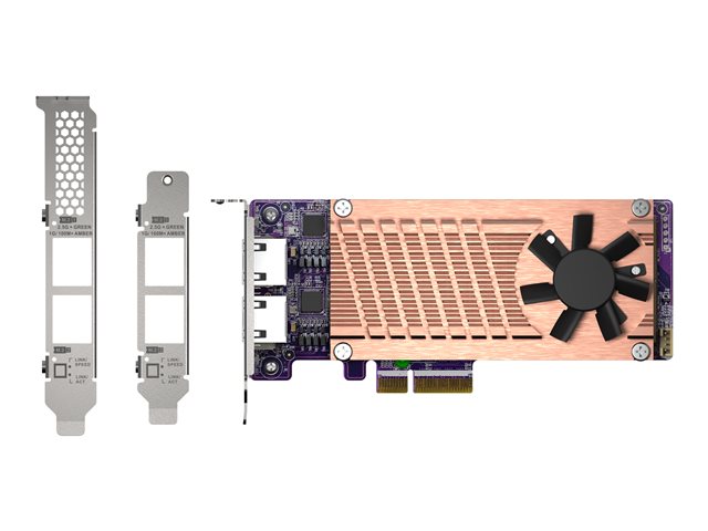 QNAP QM2-2P2G2T - Storage controller - M.2 - M.2 NVMe Card / PCIe 3.0 (NVMe) - low profile - PCIe 3.0 x4, 2.5 Gigabit Ethernet - for QNAP QVP-63, TS-453, 473, 673, 832, 873, TVS-672, 872, h1288, VioStor QVP-85