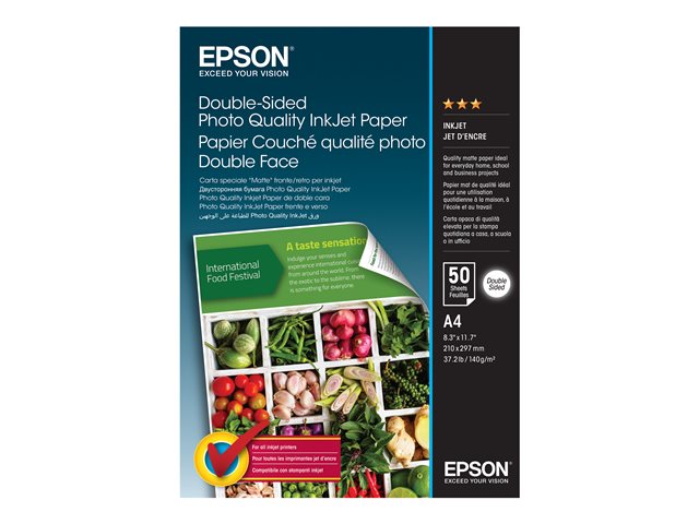 Epson Double-Sided Photo Quality Inkjet Paper - Matte - A4 (210 x 297 mm) - 140 g/m² - 50 sheet(s) photo paper - for EcoTank ET-2650, 2750, 2751, 4750, WorkForce Pro RIPS WF-C879, WF-C5790
