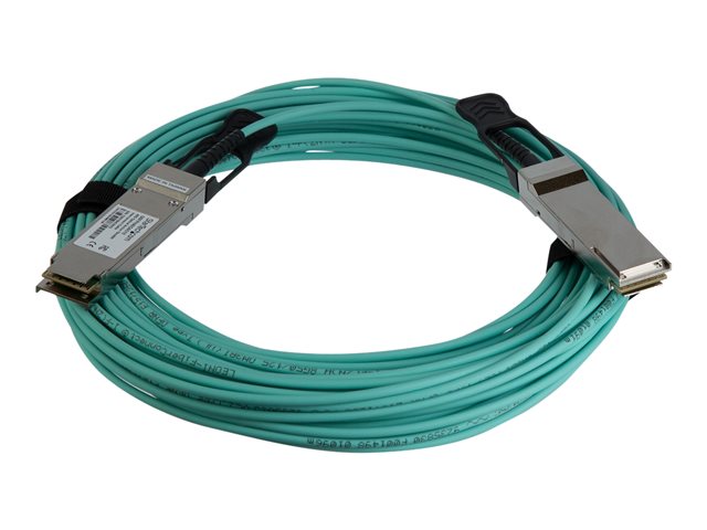 StarTech.com MSA Uncoded Compatible 30m/98.4ft 40G QSFP+ to QSFP+ AOC Cable, 40 GbE QSFP+ Active Optical Fiber, 40 Gbps QSFP Plus/Transceiver Module Cable, 40GE QSFP+ Active Optical Cable - Lifetime Warranty (QSFP40GAO30M) - 40GBase direct attach cable - QSFP+ latched to QSFP+ latched - 30 m - fibre optic - SFF-8436 - active - black