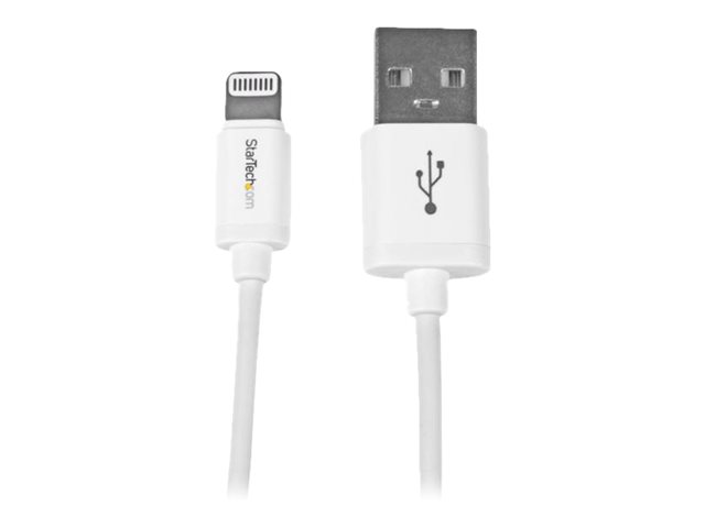 StarTech.com 1m (3ft) White Apple 8-pin Lightning Connector to USB Cable for iPhone / iPod / iPad - Charge and Sync Cable - 1 meter (USBLT1MW) - Lightning cable - Lightning male to USB male - 1 m - double shielded - white - for P/N: KITBXAVHDPEU, KITBXAVHDPNA, KITBXAVHDPUK, KITBXDOCKPEU, KITBXDOCKPUK, KITBZDOCK