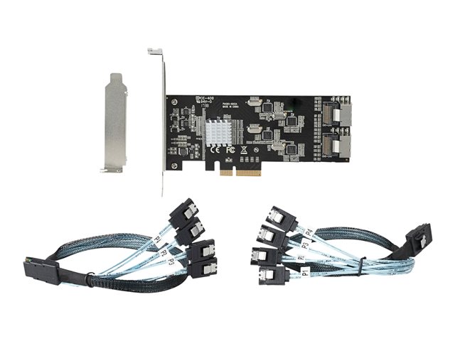 StarTech.com 8 Port SATA PCIe Card, PCI Express 6Gbps SATA Expansion Card with 4 Host Controllers, SATA PCIe Controller Card, PCI-e x4 Gen 2 to SATA III Adapter Card, Drive Cables Incl. - Windows/macOS/Linux (8P6G-PCIE-SATA-CARD) - Storage controller - SATA 6Gb/s / SAS 6Gb/s - low profile - PCIe 2.0 x4 - black