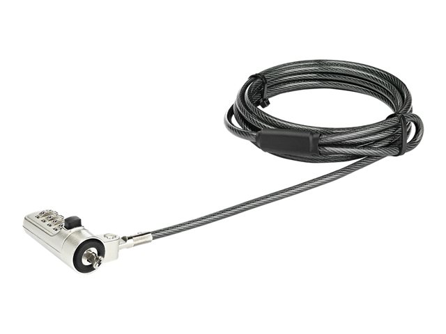 StarTech.com 6.5? (2m) Laptop Cable Lock, 4 Digit Combination Laptop/Desktop Security Cable Lock for Wedge Slot Computers/Laptops, Anti-Theft Vinyl-Coated Steel Combo Cable Lock, Portable - Wedge Slot Laptop Lock (LTLOCKNBL) - Security cable lock - silver, black - 2 m