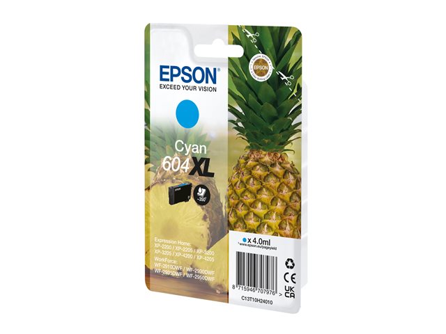 Epson 604XL - 4 ml - cyan - original - blister with RF/acoustic alarm - ink cartridge - for Expression Home XP-2200, 2205, 3200, 3205, 4200, 4205, WorkForce WF-2910, 2930, 2935, 2950