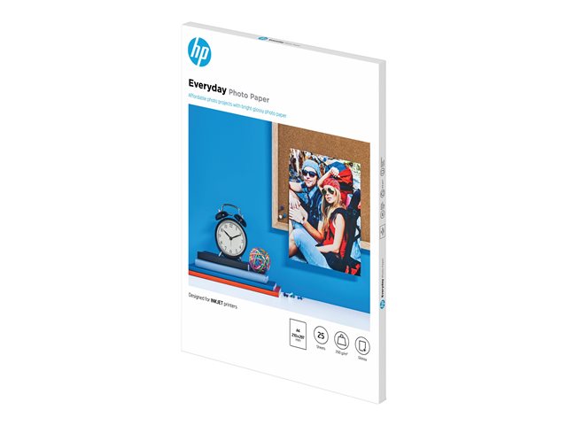 HP Everyday Photo Paper - Glossy - 8 mil - A4 (210 x 297 mm) - 200 g/m² - 25 sheet(s) photo paper - for Deskjet 21XX, 2622, 36XX, Officejet 52XX, 6000, 68XX, 80XX, Photosmart B110, Wireless B110