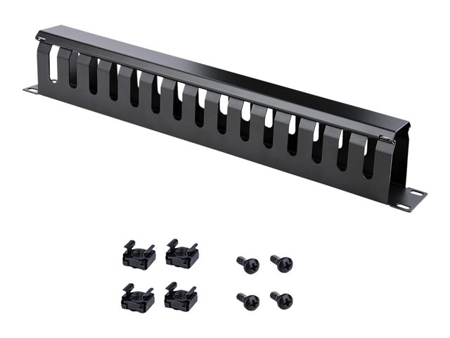 StarTech.com 1U Horizontal Finger Duct Rack Cable Management Panel with Cover - Server Rack Cable Duct - Rack Cable Organizer / Manager (CMDUCT1UX) - Rack cable management panel - 1U - 19\" - for P/N: RACK-18U-20-WALL-OA, RACK-21U-20-WALL-OA, RACK-24U