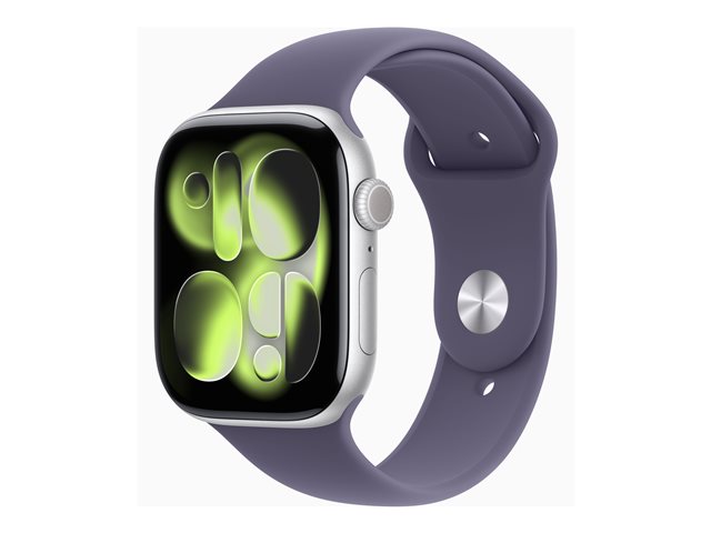 Apple Watch Series 11 GPS 46mm Silver Aluminium Case with Purple Fog Sport Band - S/M