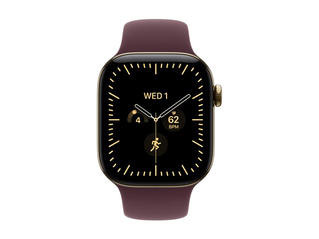 Apple Watch Series 12 GPS + Cellular 42mm Radiant Gold Titanium Case with Burgundy Sport Band - S/M