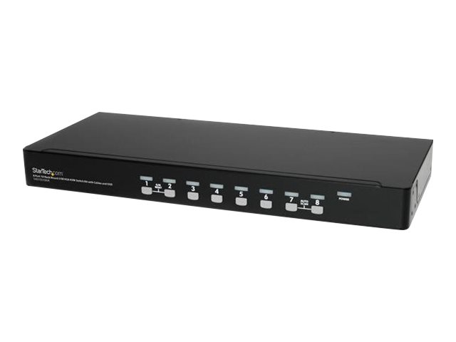 StarTech.com 8 Port 1U Rackmount USB KVM Switch Kit with OSD and Cables - Rack mount KVM - VGA KVM Switch - 8 Port KVM Switch (SV831DUSBUK) - KVM switch - 8 x KVM port(s) - 1 local user - rack-mountable - for P/N: RK12OD2, RK3236BKF, RK4236BKB, RK4242BK30, RKCONS1701, RKCONS17HD, RKQMCAB12V2
