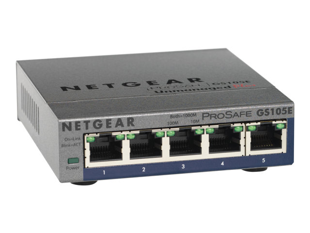 NETGEAR Plus GS105Ev2 - Switch - Managed - 5 x 10/100/1000 - desktop
