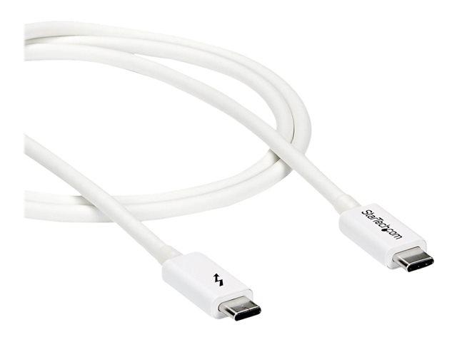 StarTech.com 3.3ft (1m) Thunderbolt 3 Cable, 20Gbps, 100W PD, 4K Video, Thunderbolt-Certified, Compatible w/ TB4/USB 3.2/DisplayPort - Thunderbolt cable - 24 pin USB-C (M) to 24 pin USB-C (M) - USB 3.1 Gen 2 / Thunderbolt 3 / DisplayPort 1.2 - 1 m - 4K support - white - for P/N: CDP2HDUACP, CDP2HDUACPW