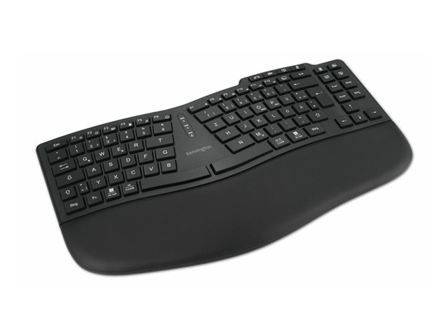 Kensington Pro Fit Ergo KB675 EQ - Keyboard - rechargeable - TKL - wireless - 2.4 GHz, Bluetooth - QWERTZ - German - black