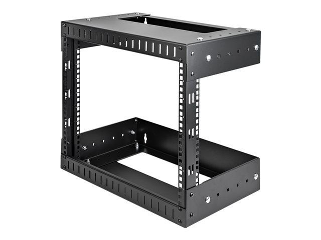StarTech.com 8U 19\" Wall Mount Network Rack, Adjustable Depth 12-20\" 2 Post Open Frame Server Room Rack for AV/Data/ IT Communication/Computer Equipment/Switch with Cage Nuts & Screws - 8U Adjustable Rack (RK812WALLOA) - Rack - wall mountable - black