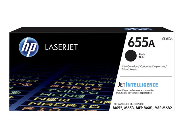 HP 655A - Black - original - LaserJet - toner cartridge (CF450A) - for Color LaserJet Enterprise M652, M653, LaserJet Enterprise Flow MFP M681, MFP M682