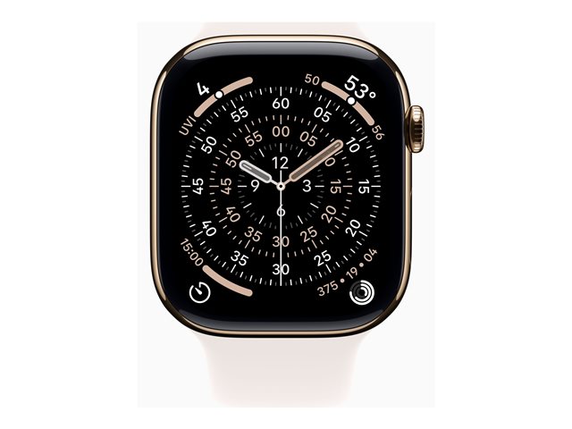 Apple Watch Series 11 GPS + Cellular 46mm Gold Titanium Case with Light Blush Sport Band - S/M