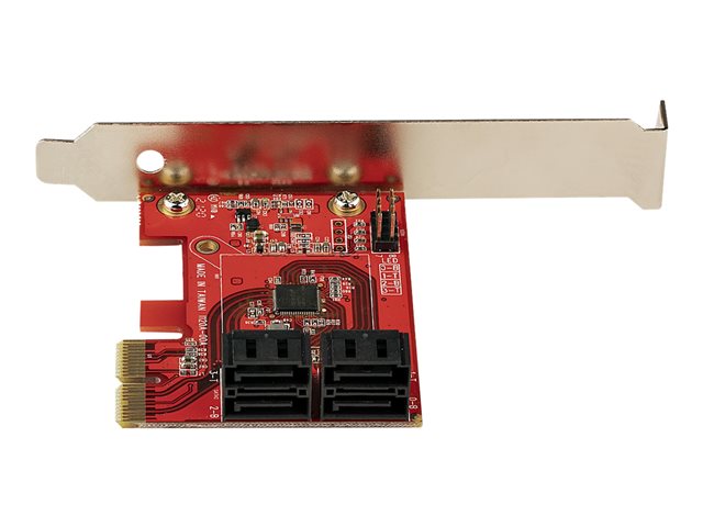 StarTech.com SATA PCIe Card, 4 Port PCIe SATA Expansion card, 6Gbps SATA Card, Low/Full Profile, SATA Stacked Connectors, ASM1164 Non-Raid SATA Controller Card - PCI Express to SATA Converter - Storage controller - SATA 6Gb/s - low profile - PCIe 3.0 x2 - red