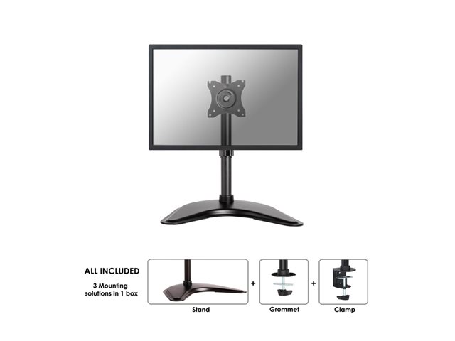 Neomounts NM-D335 - Stand - full-motion - for LCD display - black - screen size: 10\"-30\" - desktop stand, clamp mountable, grommet, desk-mountable