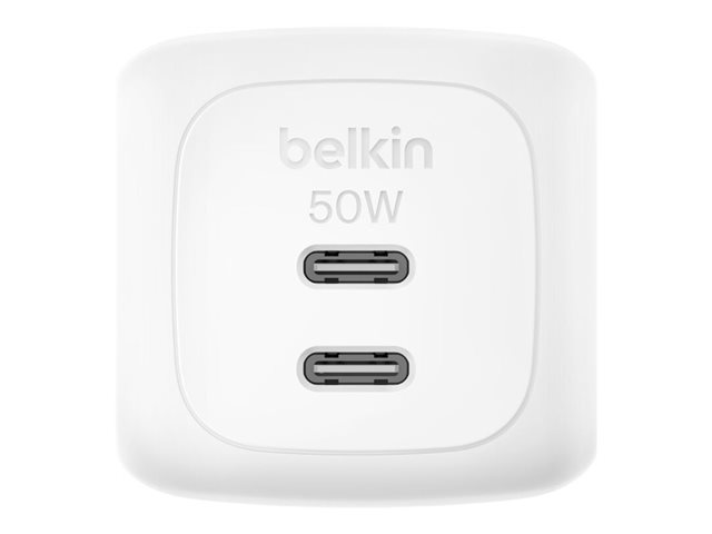 BoostCharge 50W Dual USB-C PD Wall Charger with PPS, WHT