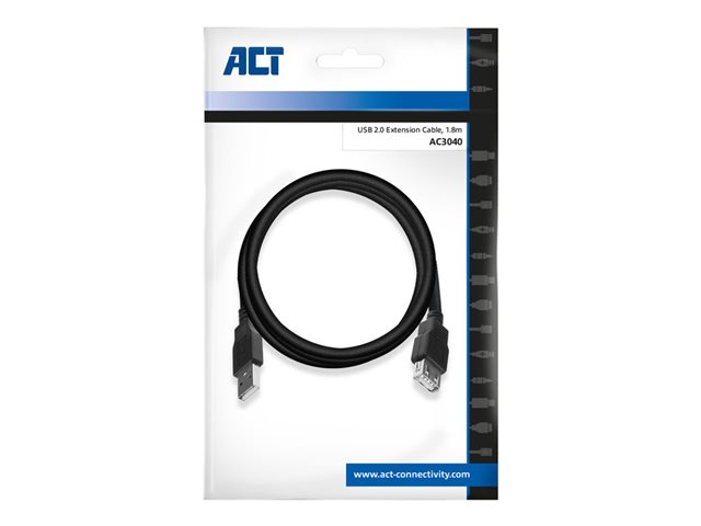 ACT - USB-verlengkabel - USB (M) naar USB (V) - USB 2.0 - 1.8 m - zwart