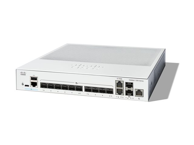 Cisco Catalyst 1300-12XS - Switch - L3 - smart - 10 x 10 Gigabit SFP+ + 2 x combo 10 Gigabit SFP+/RJ-45 - rack-mountable