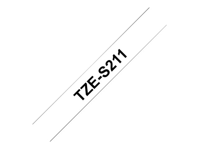 Brother TZe-S211 - Extra strength adhesive - black on white - Roll (0.6 cm x 8 m) 1 cassette(s) laminated tape - for Brother PT-D210, D600, H110, P-Touch PT-1005, 1880, E310, E800, P-Touch Cube Plus PT-P710