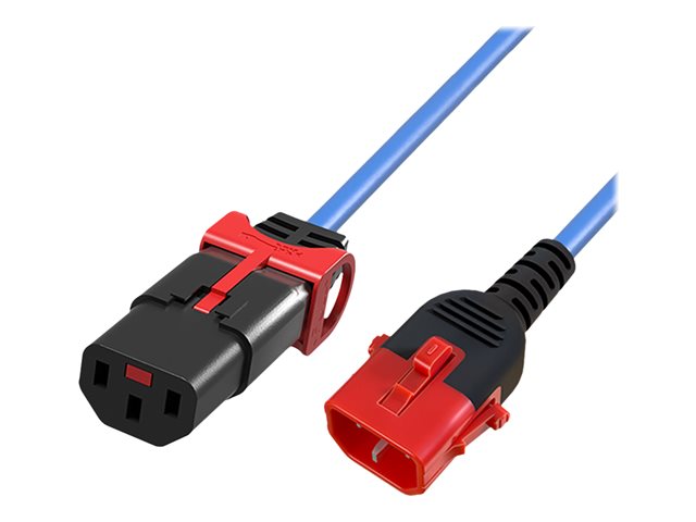ACT Netsnoer C13 IEC Lock+ - C14 IEC Lock Dual Locking blauw 1,5 m, PC3621. 1 stk