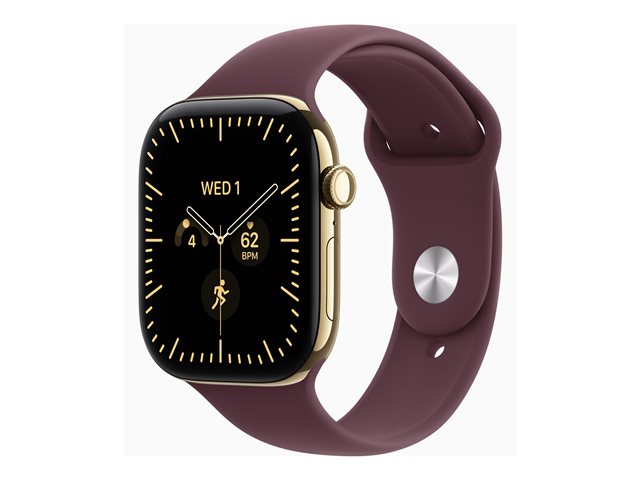 Apple Watch Series 12 GPS + Cellular 46mm Radiant Gold Titanium Case with Burgundy Sport Band - M/L