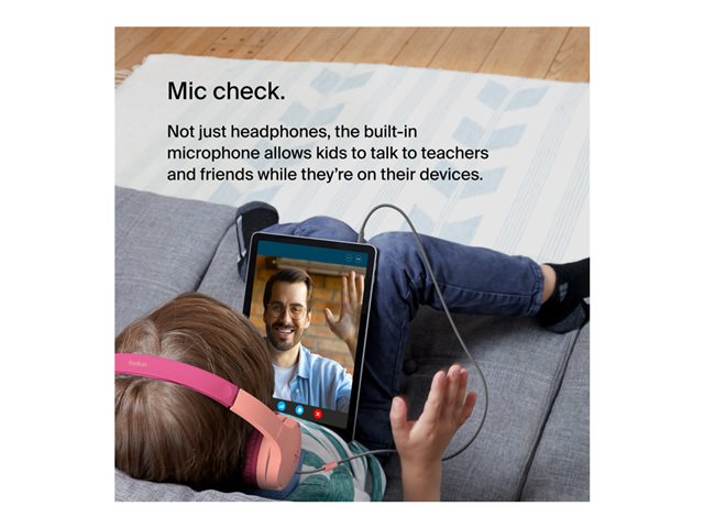 Belkin SoundForm Mini - Headphones with mic - on-ear - wired - 3.5 mm jack - pink