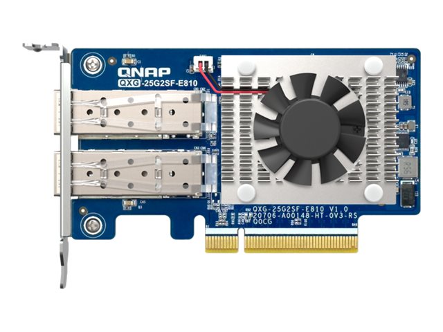 QNAP QXG-25G2SF-E810 - Network adapter - PCIe 4.0 x8 low profile - 25 Gigabit SFP28 x 2 - for P/N: CAB-DAC15M-SFP28, CAB-DAC30M-SFP28, TRX-10GITSFPP-SR, TRX-25GSFP28-SR