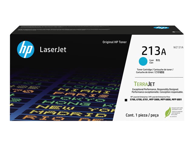 HP 213A - High capacity - cyan - original - LaserJet - toner cartridge (W2131A) - for Color LaserJet Enterprise 5700dn, 6700dn, MFP 5800dn, MFP 6800dn