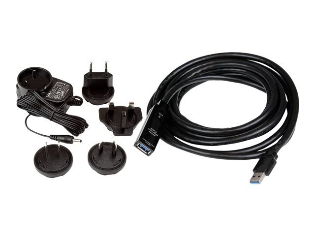 StarTech.com 3m USB 3.0 Active Extension Cable - M/F - 3m USB 3.0 Extension Cable - USB 3.0 repeater Cable (USB3AAEXT3M) - USB extension cable - USB Type A (M) to USB Type A (F) - USB 3.0 - 3 m - active - black - for P/N: PEXUSB3S42V, PEXUSB3S44V, ST7300USB3B, SVA5H2NEUA, USB3SAA3MBK