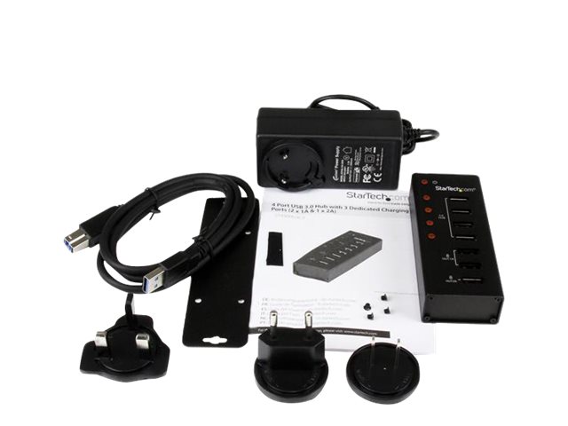 StarTech.com 7 Port USB 3.0 Charging Hub - 4 x USB-A, 3 x USB-A Dedicated Charging Ports - Powered Mountable USB Charging Station (ST4300U3C3) - Hub - 4 x SuperSpeed USB 3.0 - desktop - for P/N: PEXUSB3S3GE, SVA12M5NA, USB312SAT3CB, USB315CB2M, USBLT1MWS, USBLTM1MBK, USBLTM1MWH