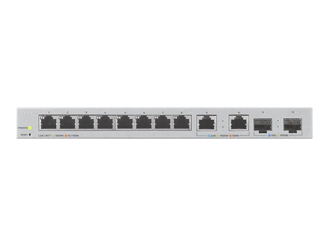 Zyxel XGS1210-12 - Switch - Managed - 8 x 10/100/1000 + 2 x 100/1000/2.5G + 2 x 1 Gigabit / 10 Gigabit SFP+ (uplink) - desktop, wall-mountable