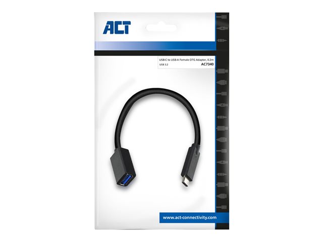 USB-adapter - 24 pin USB-C (M) naar USB type A (V) - USB 3.2 Gen 1 On-The-Go - 20 cm - zwart