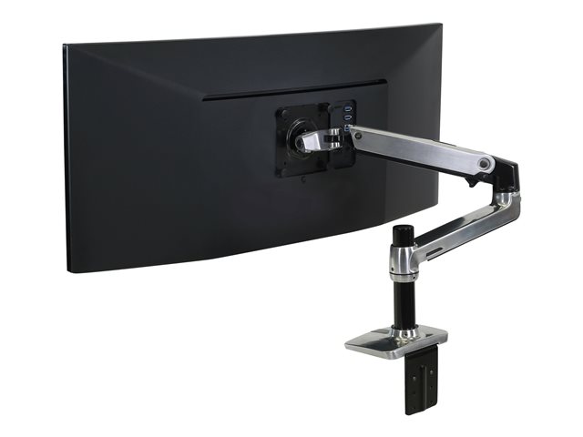 Ergotron LX - Mounting kit (articulating arm, desk clamp mount, extension adapter, grommet-mount base, 7\" post) - for LCD display - polished aluminium - screen size: up to 34\"