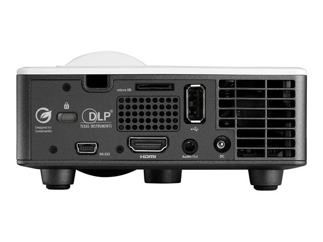 Optoma ML1050STi - DLP projector - LED - 3D - 1000 lumens - WXGA (1280 x 800) - 16:10 - 720p - short-throw fixed lens - white, grey