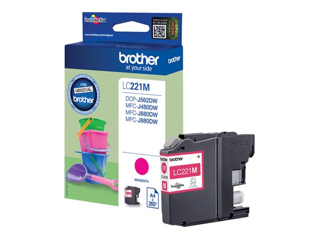 Brother LC221M - Magenta - original - ink cartridge - for Brother DCP-J562DW, MFC-J480DW, MFC-J680DW, MFC-J880DW