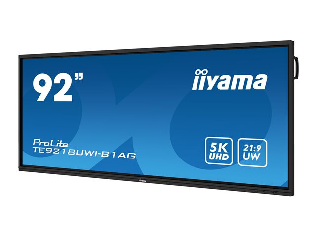 iiyama ProLite TE9218UWI-B1AG - 92\" Diagonal Class (91.5\" viewable) LED-backlit LCD display - interactive digital signage - with touchscreen (multi touch) / optional slot-in PC capability - 5K UHD (2160p) 5120 x 2160 - black bezel with matte finish