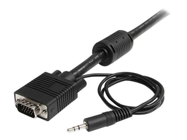 StarTech.com 15m Coax High Resolution Monitor VGA Video Cable with Audio - VGA cable - HD-15 (VGA), mini-phone stereo 3.5 mm (M) to HD-15 (VGA), mini-phone stereo 3.5 mm (M) - 15 m - molded, thumbscrews - black