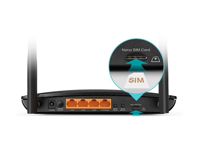 TP-Link Archer MR500 V1 - Wireless router - WWAN 4-port switch - 1GbE - Wi-Fi 5 - Dual Band - 3G, 4G