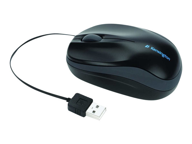 Kensington Pro Fit Retractable Mobile - Mouse - optical - 3 buttons - wired - USB - black