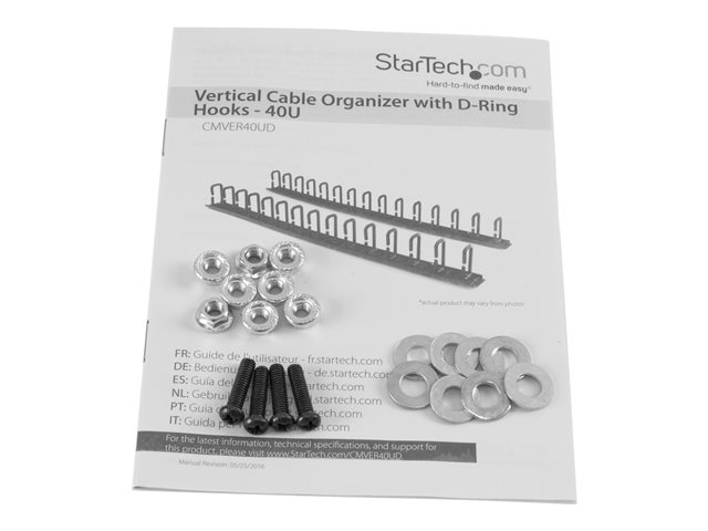 StarTech.com Vertical 0U Server Rack Cable Management w/ D-Ring Hooks - 40U Network Rack Cord Manager Panels - 2x 3ft Wire Organizers (CMVER40UD) - D-ring cable management kit - 1.83 m - black - 40U - for P/N: RK2537BKM, RK4242BK24, RK4242BK30
