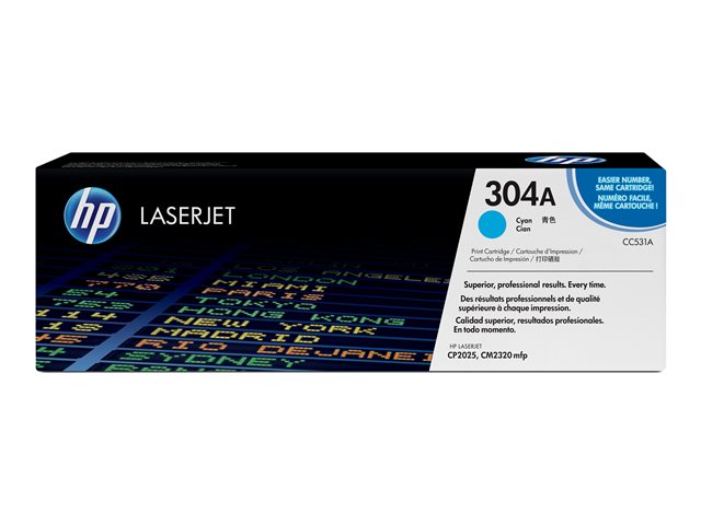 HP 304A - Cyan - original - LaserJet - toner cartridge (CC531A) - for Color LaserJet CM2320fxi, CM2320n, CM2320nf, CP2025, CP2025dn, CP2025n, CP2025x