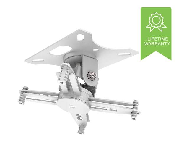 VISION Professional Close-Coupled Projector Ceiling Mount - LIFETIME WARRANTY - no pole - supports projector 110 mm or 4.3 inches below ceiling - fits most projectors - obstruction free cable management - Includes retrofitting ceiling trim disc, sloping ceiling mechanism - white