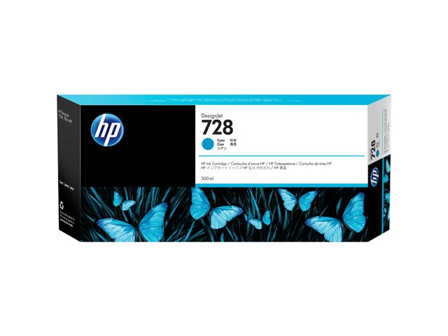 HP 728 - 300 ml - cyan - original - DesignJet - ink cartridge - for DesignJet T730, T830